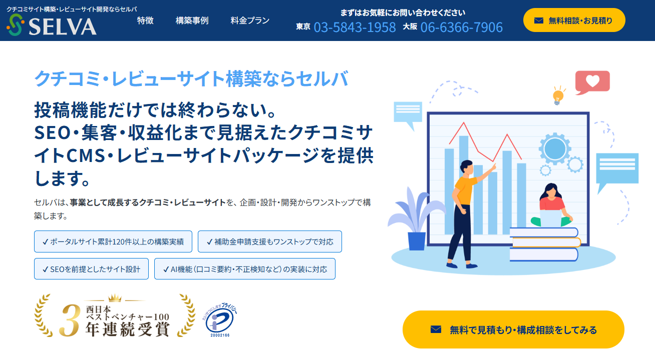 クチコミ・レビューサイト構築ならセルバ